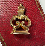 Antique Victorian Era Gold Plated Wax Seal or Sceau, Fob Seal, Lion Rampant