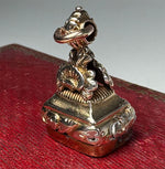 Antique Victorian Era Gold Plate & Carnelian Wax Seal or Sceau, Fob Seal, Monogram