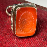 Antique Victorian Era Gold Plate & Carnelian Wax Seal or Sceau, Fob Seal, Monogram
