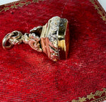 Antique Victorian Era Gold Plate & Carnelian Wax Seal or Sceau, Fob Seal, Monogram