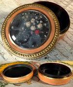 Fine Antique 18th Century Vernis Martin, 18k Gold, Wax Flower Bonboniere, Snuff or Patch Box