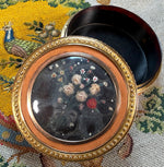 Fine Antique 18th Century Vernis Martin, 18k Gold, Wax Flower Bonboniere, Snuff or Patch Box