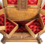 Antique Victorian Black Forest Carved 11.5" Tall 4-Tier Jewelry Chest, Box with Foliate Accents