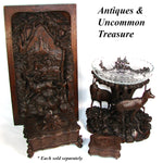 Antique Victorian Era Black Forest Carved 9.5" Jewelry Box, Serpentine Shape with Flowers