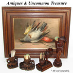 Antique 19th C. Swiss Black Forest Carved 9" Figural Match or Toothpick Holder, Jovial Figure