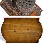 RARE Antique 19th C. Swiss Black Forest Carved Figural Match or Toothpick Holder, Figure with Woven Baskets