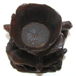 Antique Swiss Black Forest Carved Wood Tree Stump Match or Toothpick Holder with FOX