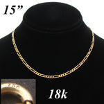 Fine Vintage or Estate 18k Gold Necklace, 15" Chain with "750" Hallmarks, 3.76gm