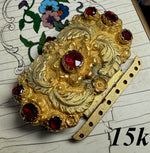Heavy 14k, 16k Antique Gold Bracelet or Necklace Clasp 14.67 Grams plus Ruby or Garnets, Georgian to Victorian
