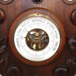 Antique Victorian Era 28" Wall Barometer & Thermometer, Ornate Carved & Turned Wood