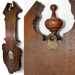 Antique Victorian Era 28" Wall Barometer & Thermometer, Ornate Carved & Turned Wood