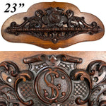Antique Victorian Era Black Forest Style 23" Tobacco Pipe Rack, Ornate Hand Carved Decoration