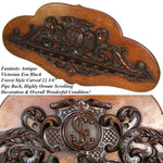 Antique Victorian Era Black Forest Style 23" Tobacco Pipe Rack, Ornate Hand Carved Decoration