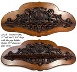Antique Victorian Era Black Forest Style 23" Tobacco Pipe Rack, Ornate Hand Carved Decoration