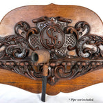Antique Victorian Era Black Forest Style 23" Tobacco Pipe Rack, Ornate Hand Carved Decoration