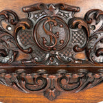 Antique Victorian Era Black Forest Style 23" Tobacco Pipe Rack, Ornate Hand Carved Decoration