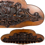 Antique Victorian Era Black Forest Style 23" Tobacco Pipe Rack, Ornate Hand Carved Decoration