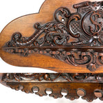Antique Victorian Era Black Forest Style 23" Tobacco Pipe Rack, Ornate Hand Carved Decoration