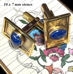 Fine Vintage 14k Gold Cufflink Pair, Lapis Lazuli Cabochon, 8 65 Grams Gross, Excellent