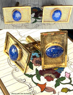 Fine Vintage 14k Gold Cufflink Pair, Lapis Lazuli Cabochon, 8 65 Grams Gross, Excellent