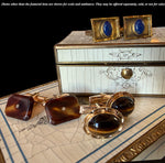 Fine Vintage 1980s 14k Gold Cufflinks, Tiger's Eye Cabochons, 9.06 Grams, Excellent