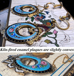 Antique French 14k Gold and Kiln-fired Enamel Brooch and Screwback Earrings Set, Demi Parure
