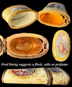 Fine c. 1750s Staffordshire Bilston or Battersea Kiln-fired Enamel Etui or Nécessaire, 5 Figural Vignettes