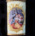 Fine c. 1750s Staffordshire Bilston or Battersea Kiln-fired Enamel Etui or Nécessaire, 5 Figural Vignettes