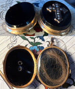 Antique 16k Gold Mounted Onyx Mourning Locket, Seed Pearls Set in Cross, Crucifix, c.1860s