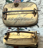 Antique Victorian Era Mourning Locket Brooch 12k Gold and 2 Rows Seed Pears, Blond Hair Art Engraved for Baby's Death