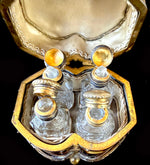 Antique French Napoléon III Era Scent Caddy, Necessaire,  in Tortoise Shell, w All 4 Perfume Bottles, Flacon