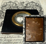 Tiny Antique French Portrait Miniature, Boy in Blue with Powdered Wig, c. 1750s