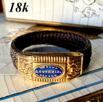 RARE Antique French Palais Royal 18k and Kiln-fired Enamel Woven Hair Art Mourning Jewelry, Ring "Souvenir"