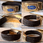 RARE Antique French Palais Royal 18k and Kiln-fired Enamel Woven Hair Art Mourning Jewelry, Ring "Souvenir"