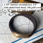 RARE Antique French Palais Royal 18k and Kiln-fired Enamel Woven Hair Art Mourning Jewelry, Ring "Souvenir"