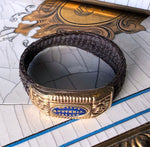 RARE Antique French Palais Royal 18k and Kiln-fired Enamel Woven Hair Art Mourning Jewelry, Ring "Souvenir"