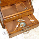 Antique Edwardian Era English Oak & Brass Cigar Chest, Mechanical & "1902 Regatta" Engravings