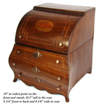 Rare Antique Georgian Era Mahogany Decanter Box, Unique Shape & Seashell Marquetry Inlay, 4 Decanters