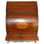 Rare Antique Georgian Era Mahogany Decanter Box, Unique Shape & Seashell Marquetry Inlay, 4 Decanters