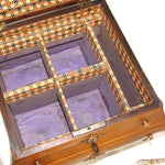 Rare Antique Georgian Era Mahogany Decanter Box, Unique Shape & Seashell Marquetry Inlay, 4 Decanters