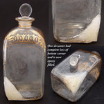 Rare Antique Georgian Era Mahogany Decanter Box, Unique Shape & Seashell Marquetry Inlay, 4 Decanters