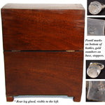 Rare Antique Georgian Era Mahogany Decanter Box, Unique Shape & Seashell Marquetry Inlay, 4 Decanters