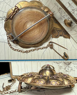 Large Victorian Era Mourning or Memento Brooch, 15k Gold with Rubies, Locket Back w Lock of Blond Hair