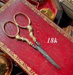 Antique French 18k Gold Handled Embroidery or Sewing Scissors, Napoleon III Era (Victorian)
