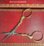 Antique French 18k Gold Handled Embroidery or Sewing Scissors, Napoleon III Era (Victorian)