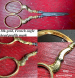 Antique French 18k Gold Handled Embroidery or Sewing Scissors, Napoleon III Era (Victorian)