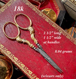 Antique French 18k Gold Handled Embroidery or Sewing Scissors, Napoleon III Era (Victorian)