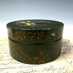 Antique Bonbonnière or Snuff Box, French 19th Century Vernis Martin Doves, Garlands and Holly