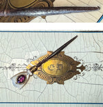 Delicate Antique French 18k and Mother of Pearl Stiletto or Crochet Hook, Tambour, Seed Pearls
