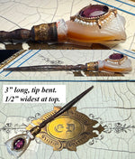 Delicate Antique French 18k and Mother of Pearl Stiletto or Crochet Hook, Tambour, Seed Pearls